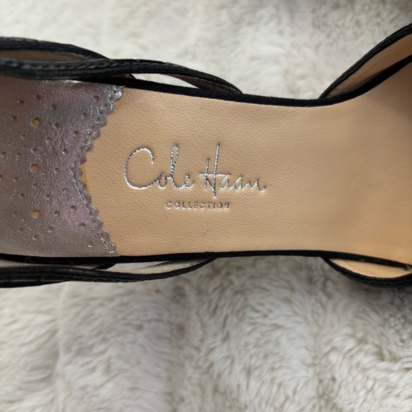 Cole Haan Nike Air Black Leather Strappy Peep-Toe Platform Heels Size 7 - Picture 6 of 13
